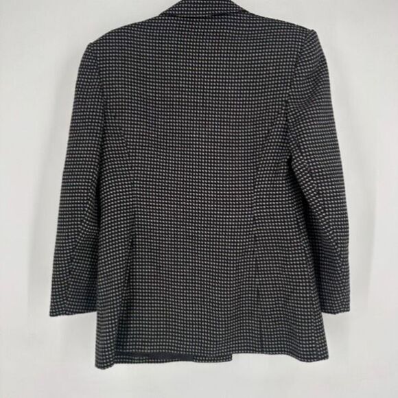 Vintage Precis Women's Houndstooth Double Breasted Blazer Jacket Black White 12 - Picture 8 of 13